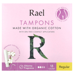 Rael, Тампоны из органического хлопка, обычные, без отдушек, 18 шт.
