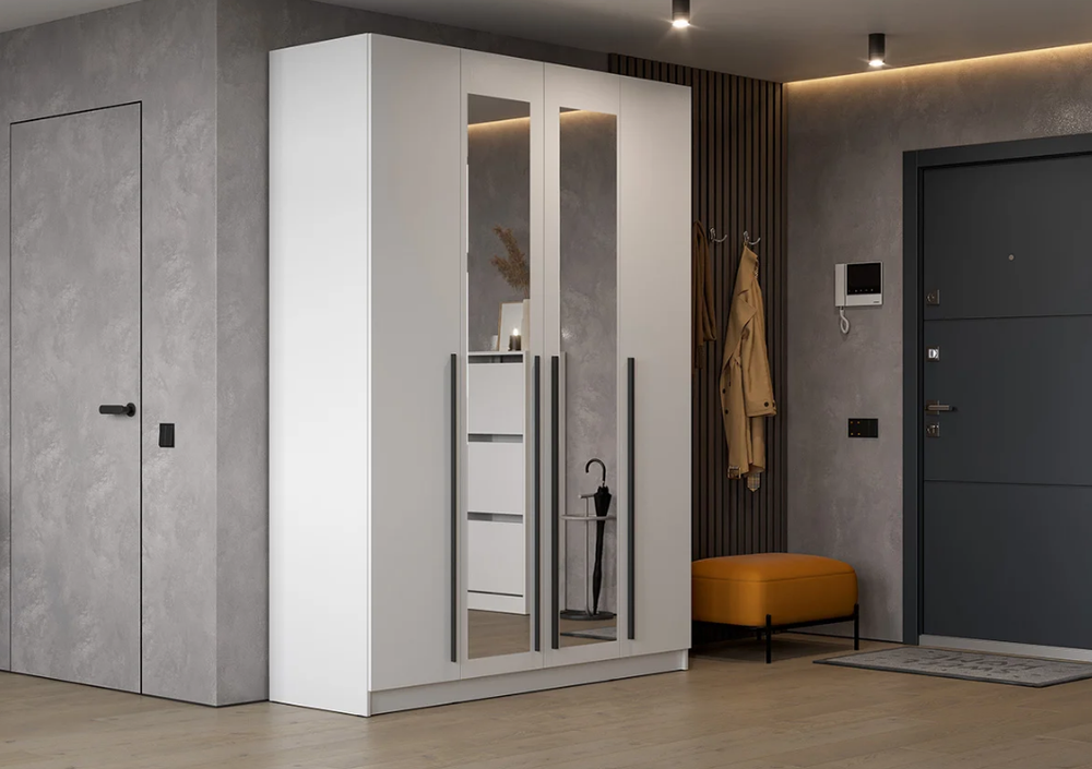 Шкаф четырехстворчатый Берген 1600 (белое дерево/белое дерево), Интерьер Центр, г.Пенза