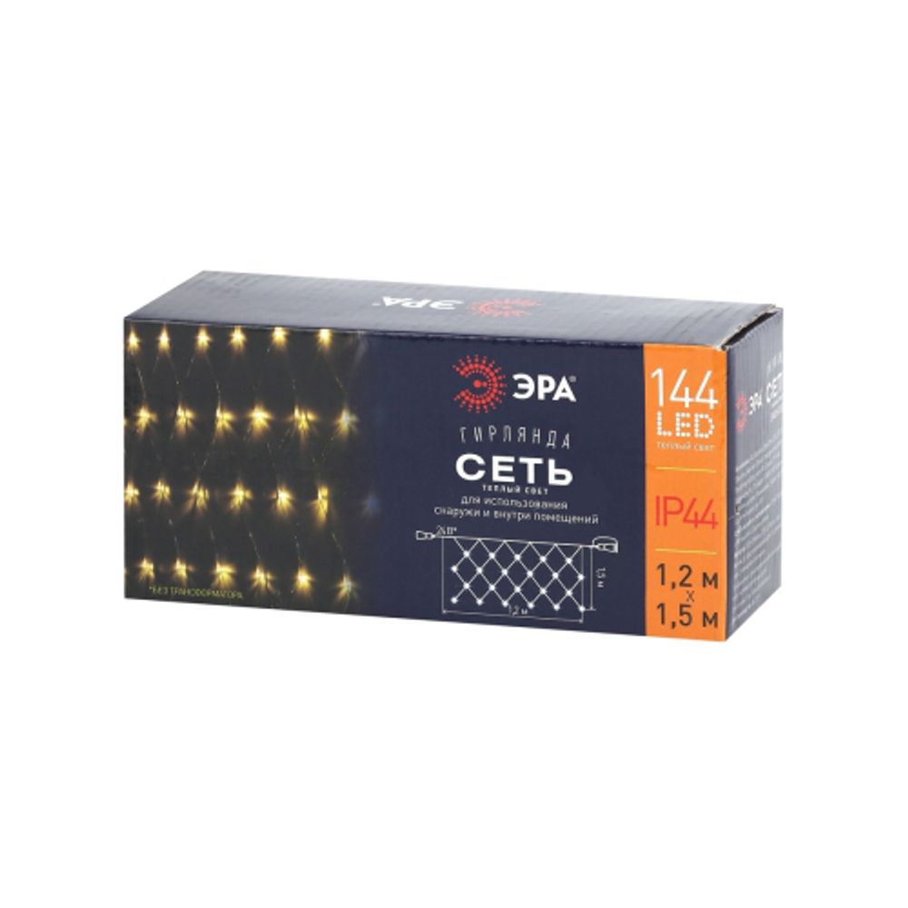 ENOS-01B ЭРА Гирлянда LED Сеть 1,2м*1,5м теплый свет, 24V, IP44 | Гирлянды