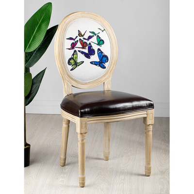 Стул "Бабочки" 48x46x96см Дерево/полиуретан/кож.зам/лён