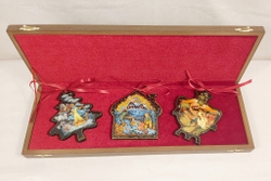 Набор из 3-х ёлочных игрушек  "Русская зима" с росписью Палех