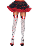 Игровые чулочки Leg Avenue с принтом в виде карточных мастей (Размер: S-M-L) (Цвет: белый)