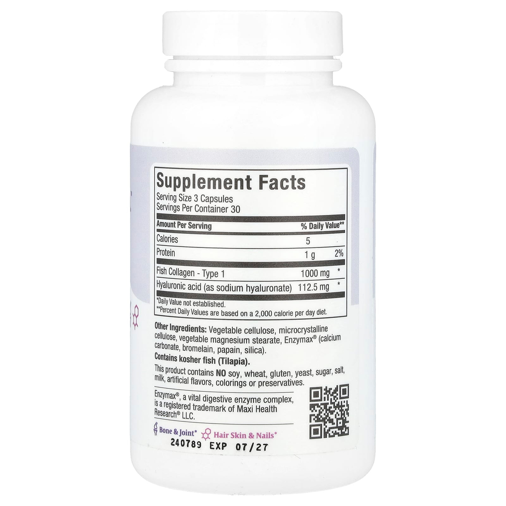 Maxi Health, Maxi Collagen HA™, 1000 мг, 90 капсул Maxicaps (333 мг в 1 капсуле)