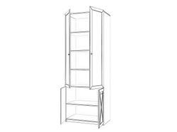 Бэль Шкаф двухдверный со стеклом (задняя стенка зеркало) Слоновая кость