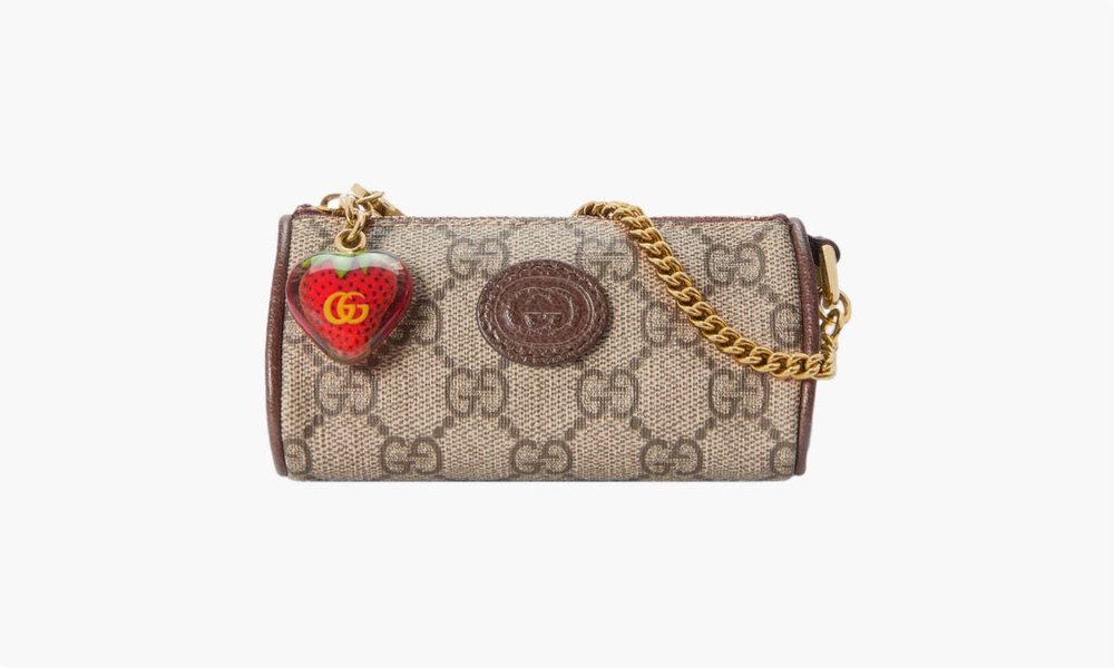 Сумка Gucci Double G Coin Purse Strawberry Wallet "Beige/Ebony"