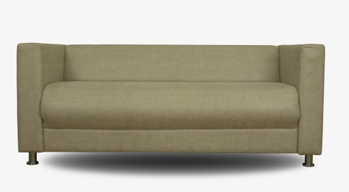 Диван прямой офисный с подлокотниками Пауза из искусственной замши Серебристо-оливковый (Плутон 011)