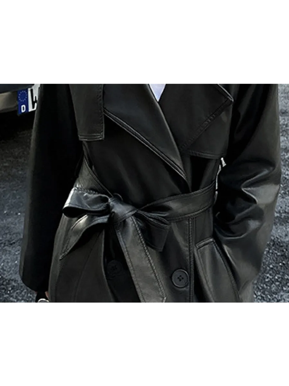 Тренч кожаный плащ