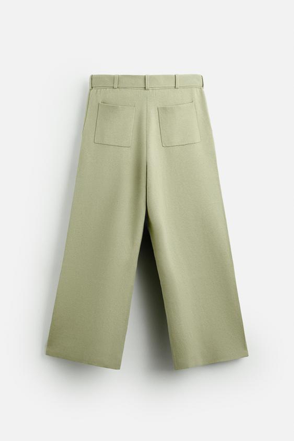 ZARA X NANUSHKA ТРИКОТАЖНЫЕ БРЮКИ С ПОЯСОМ, СВЕТЛО-ЗЕЛЕНЫЙ