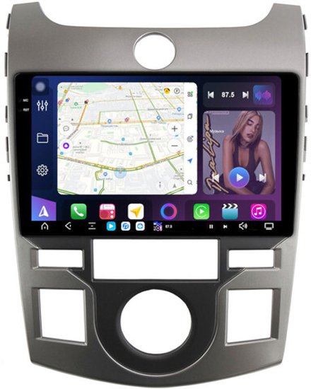 Магнитола для Kia Cerato Koup 1 2008-2013 - FarCar GX9-7093CP монитор 9.5" 2K QLED на Android 14, TS20, 6+128Гб, CarPlay, 4G SIM-слот