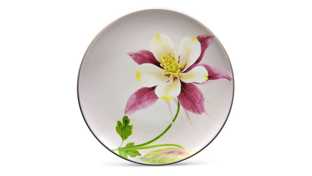 Тарелка акцентная 21см Noritake Цветная волна Аквилегия бежевая