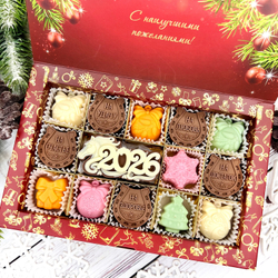 Шоколадный набор "2026. Подковы": шоколадка и 13 конфет ручной работы