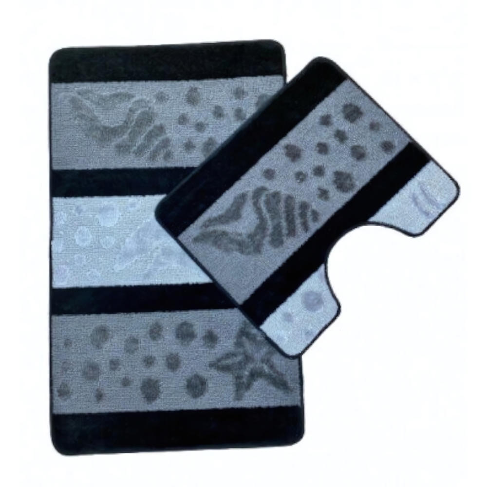 Набор ковриков для ванной комнаты ZALEL "HURREM" 2 предмета 60*100+50*60 Black черный