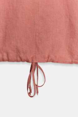 ZARA ЛЬНЯНОЙ ТОП НА ШНУРКАХ — ZW COLLECTION, КОРАЛЛОВЫЙ