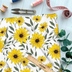 Ткань премиум шифон крупные желтые цветы