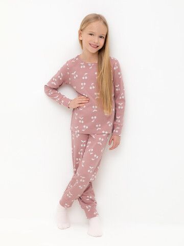 пижама  для девочки  К 1552/серая пудра,крупная вишня