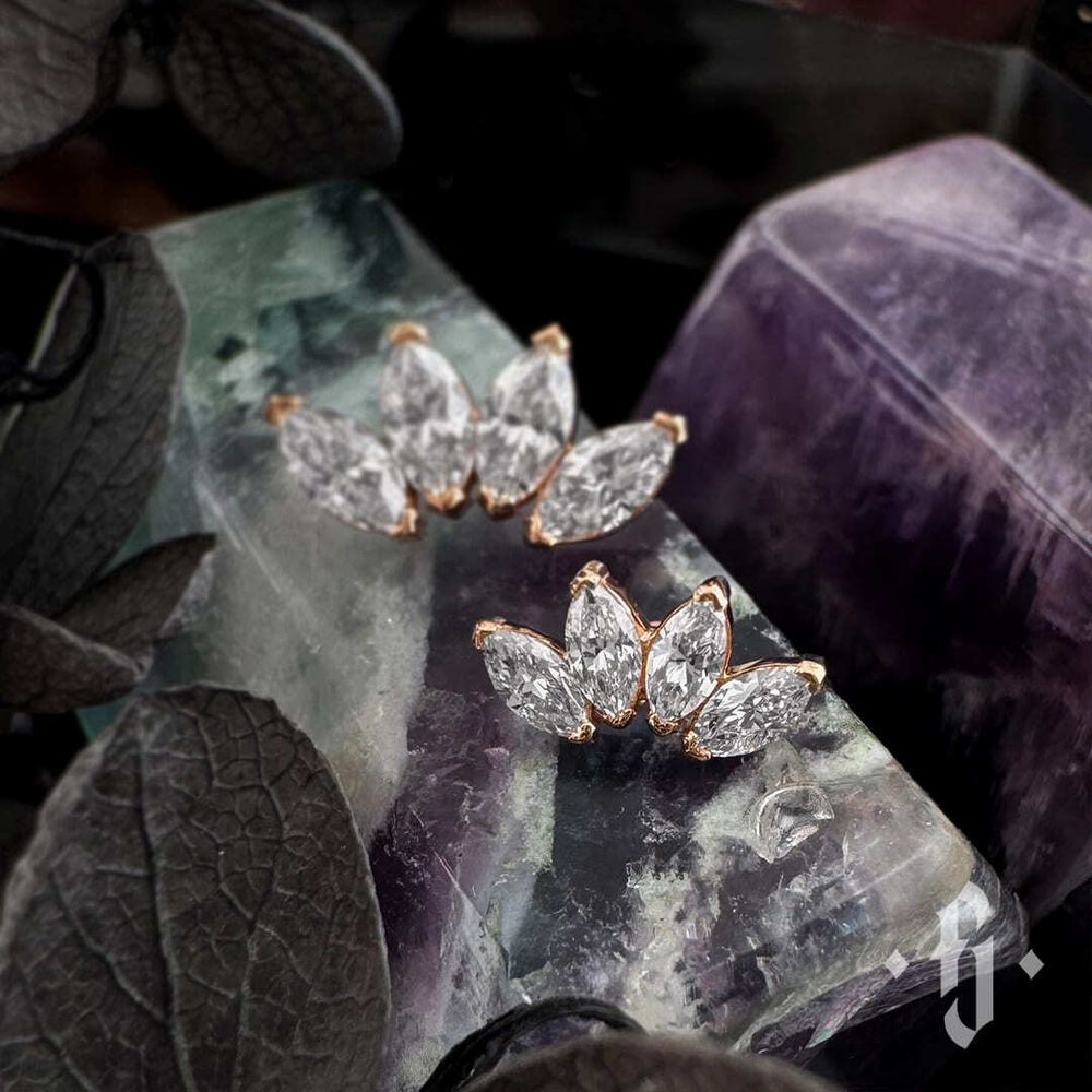 Кластер &quot;Quadruple Marquise&quot; - Розовое золото - White CZ