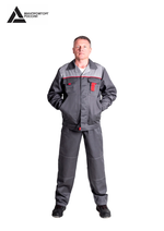 Костюм мужской летний «КИРЖАЧ» (куртка+брюки) цв.темно-серый/светло-серый БОЛЬШОЙ РАЗМЕР