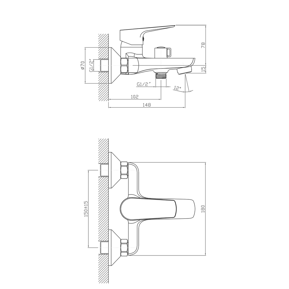 Смеситель для ванны 35k MIXLINE ML14-01BL ЧЕРНЫЙ