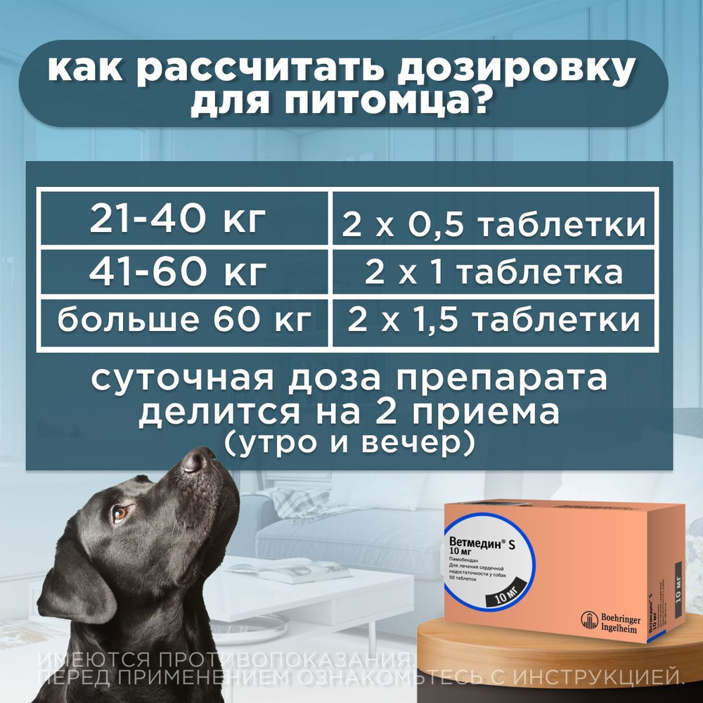 Таблетки от сердечной недостаточности у собак Ветмедин S 10мг, 50 таблеток