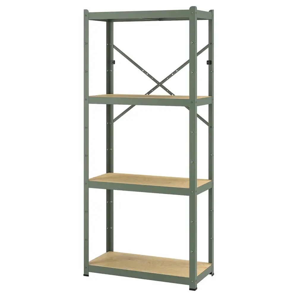 Стеллаж - IKEA BROR, 190х40х85 см, серо-зеленый, БРУР ИКЕА