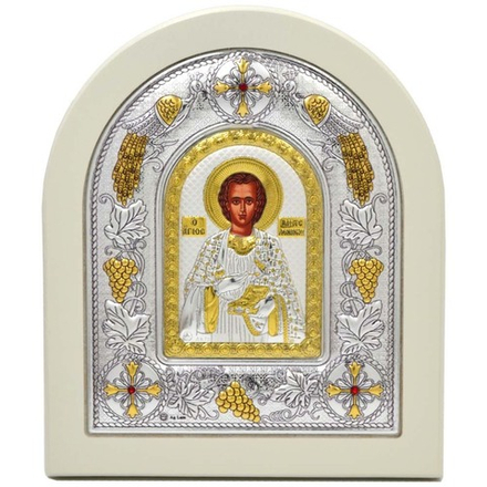 Икона Пантелеймона целителя в серебре.