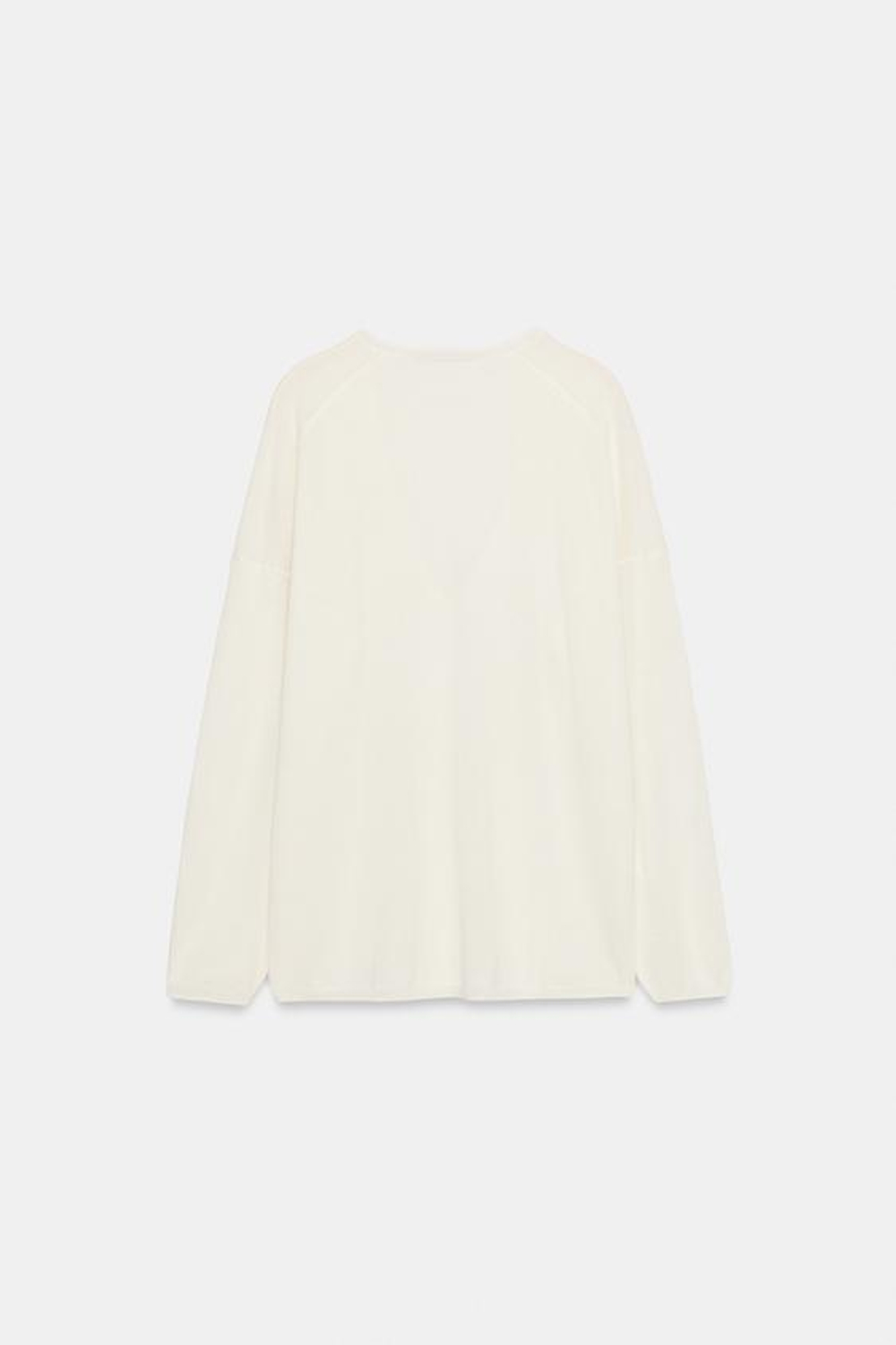 ZARA ТОНКИЙ ТРИКОТАЖНЫЙ СВИТЕР С V-ОБРАЗНЫМ ВЫРЕЗОМ, БЕЛЫЙ