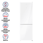 Двухкамерный холодильник MAUNFELD MFF185NFW No Frost с фасадом из белого стекла