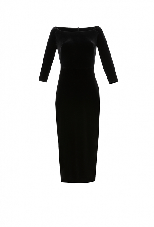 Бархатное платье-футляр с глубоким декольте 09-03-24 FW