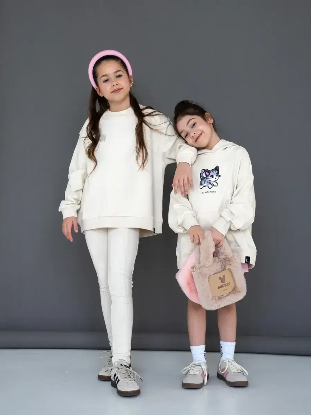 Костюм для девочки, свитшот и леггинсы, бежевый