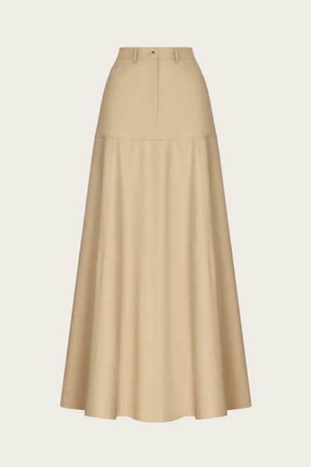 ЮБКА-МАКСИ С КОКЕТКОЙ ИЗ БЕЖЕВОГО ХЛОПКА