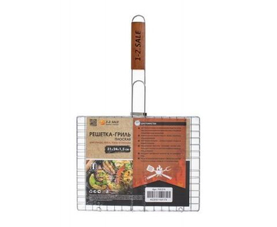 Решетка-гриль плоская 31х24х1,5см, длина 50см (3.5/2.5/1.5мм), хромированная сталь, дерево Ecos