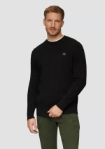 Вязаный свитер с деталями шва и логотипом