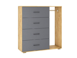 Бруно Комод со штангой Дуб Вотан / Серый графит