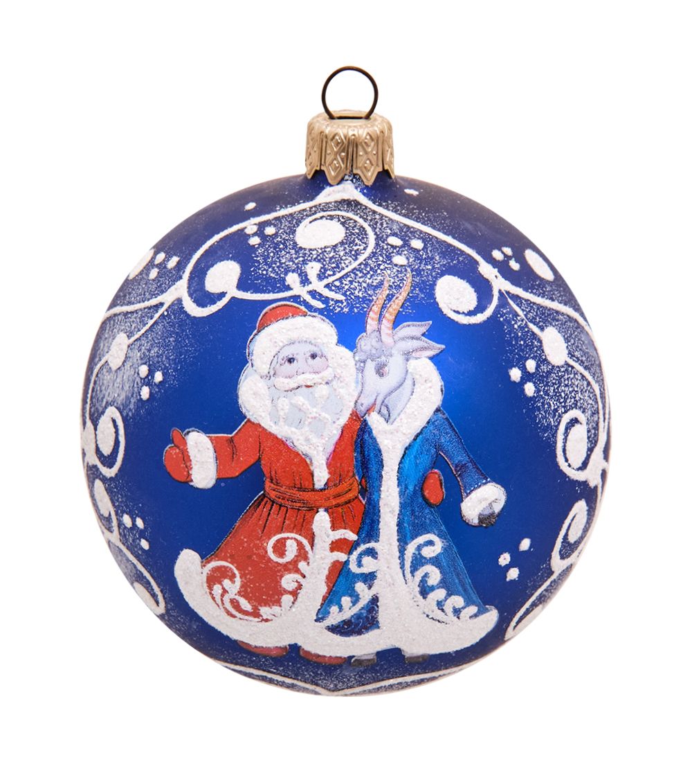 Элита НФШ-1518 Ел.украшение Шар «Козочка и Дед Мороз» 85 мм