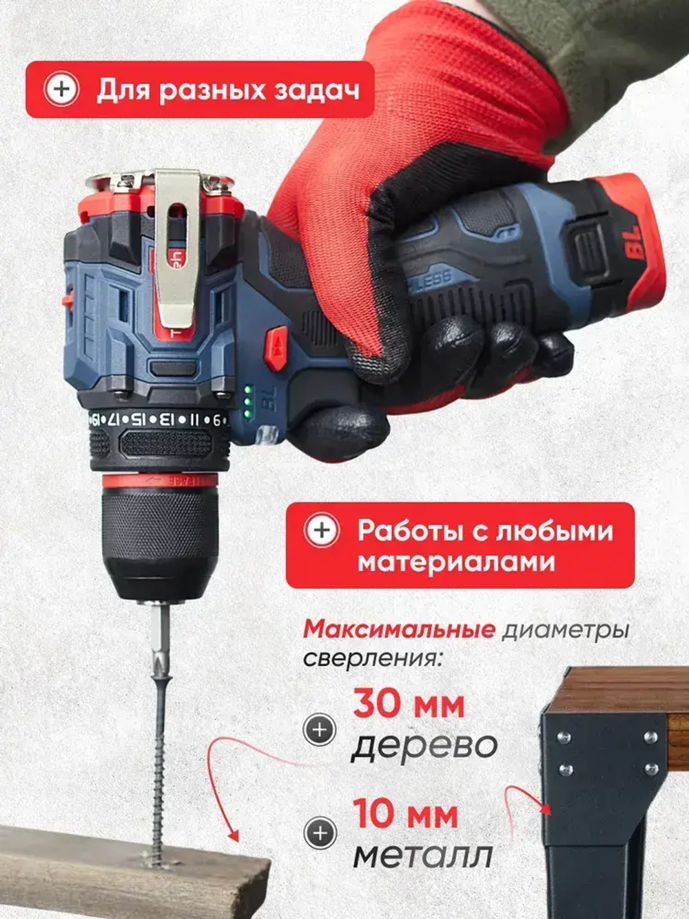 Шуруповерт, 18 В, 45 Нм, 2 АКБ