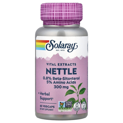 Solaray, Vital Extracts, крапива, 300 мг, 60 растительных капсул