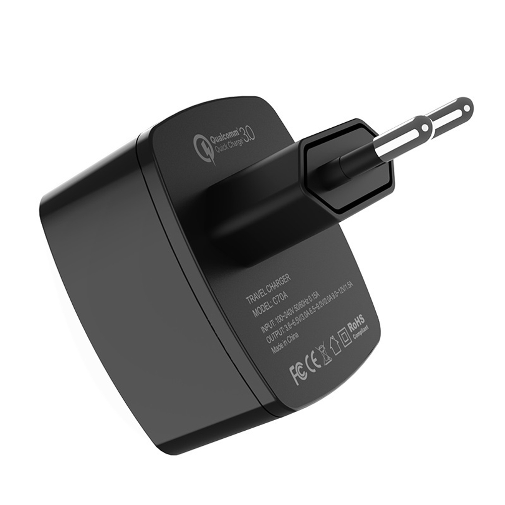 Сетевой адаптер питания HOCO C70A QC3.0 (черный)