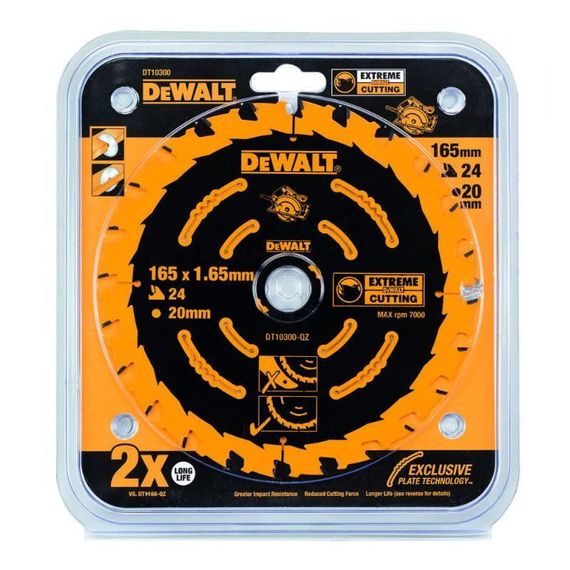 Диск пильный по дереву DeWalt CONSTRUCTION DT10300 165х20мм 24T