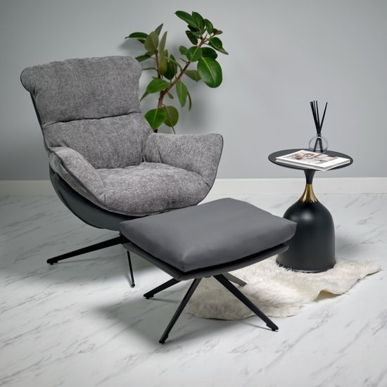 Кресло HUG тёмно-серый, экокожа, шенилл