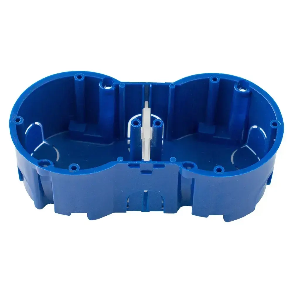 Коробка установочная 2-местная евростандарт синяя, для бетона и кирпича, (136х66х47,4мм), 1шт