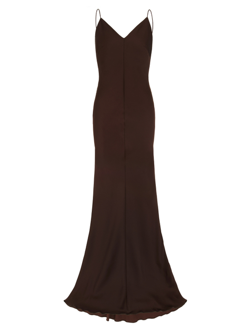 Платье комбинация в пол, коричневый