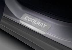 Накладки на пороги AutoMax для Geely Coolray SX11 2018-, только рынок РФ, нерж. сталь, с надписью, 4 шт., AMGECOO01