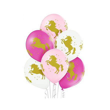 Ассорти из шаров Единороги, 8 шариков с рисунком