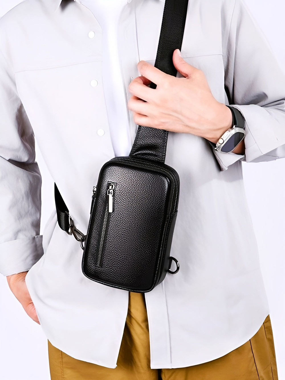 сумка на плечо из натуральной кожи