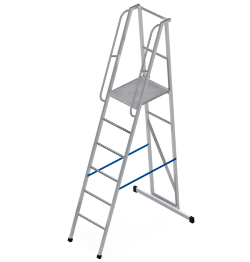 Лестница-платформа фиксированной высоты алюминиевая MEGAL ЛПФВА Н=1.5-4 с траверсой