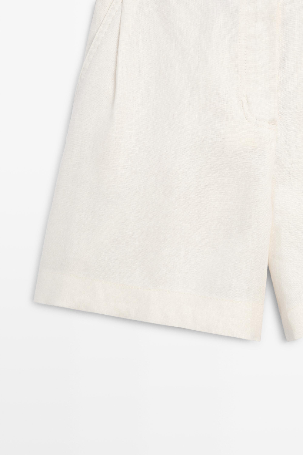 Massimo Dutti Шорты из 100% льна со складками, белый