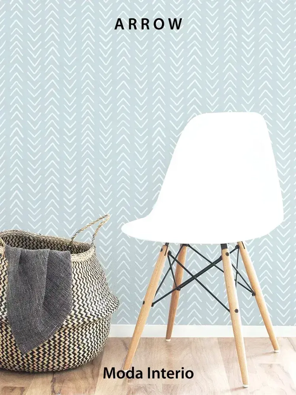 Обои винил на флизелине, геометрия на голубом, ковер, мешковина, метровые, для кухни, Arrow (Moda interio)
