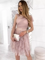 красивое пудровое миди платье из тюля + plus size