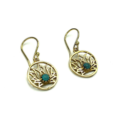 Серьги Lotus Flower Mini бирюза из латуни