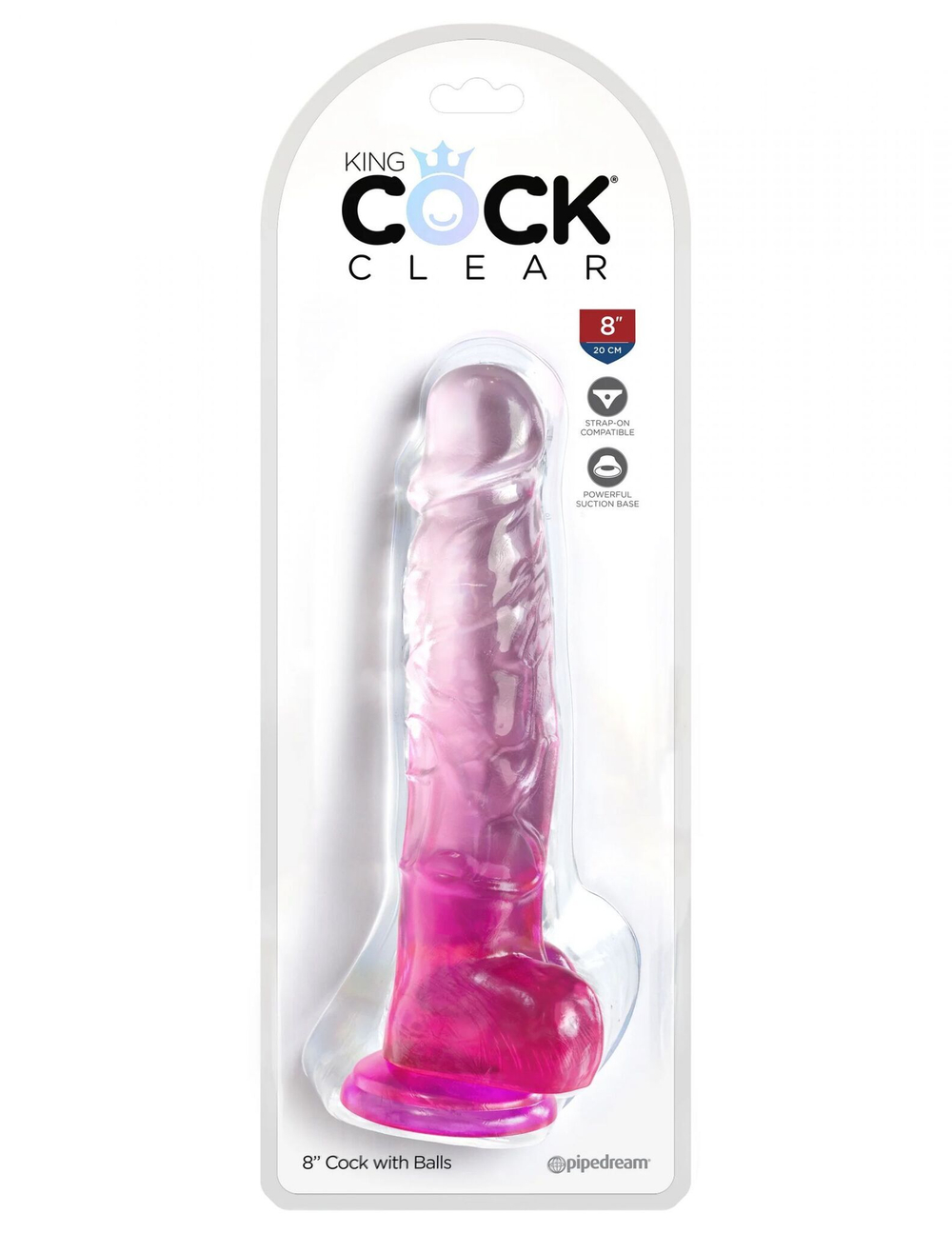 Розовый фаллоимитатор с мошонкой на присоске 8’’ Cock with Balls - 22,2 см. (Цвет: розовый)